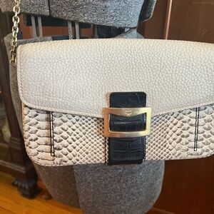 MCM black and cream with python style embossed leather crossbody bag
